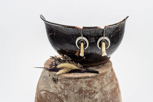 18th Century Cow Tooth Crescent Earrings J23